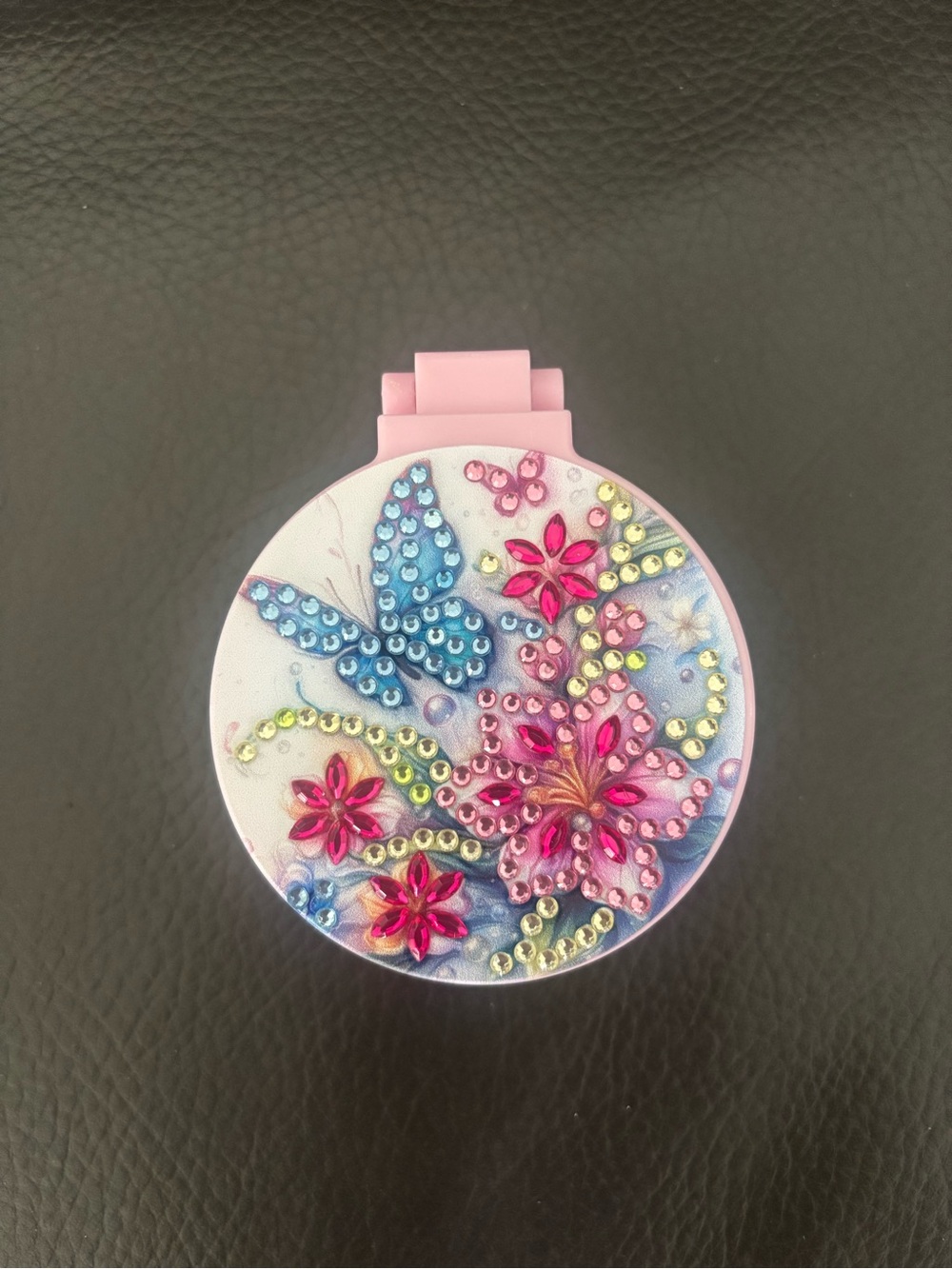 Hand Crafted Pink Compact Mirror Comb Combo